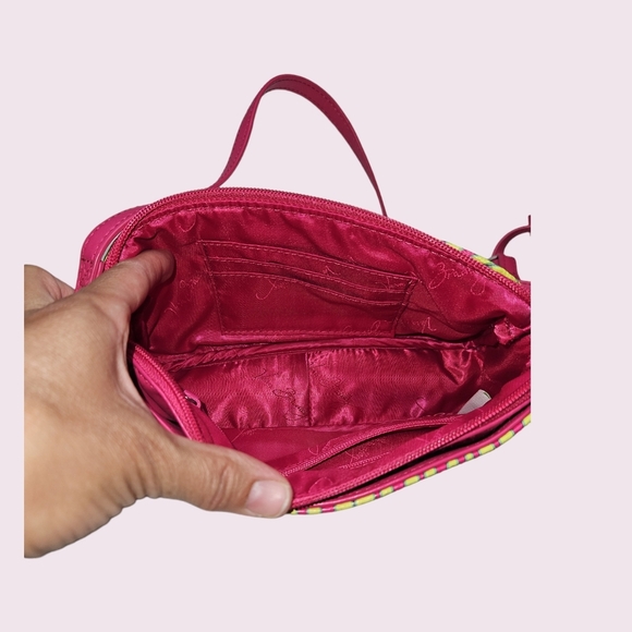 Vera Bradley Pink Green Summer Palm Crossbody Purse - Picture 4 of 5